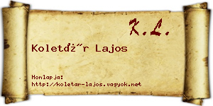 Koletár Lajos névjegykártya